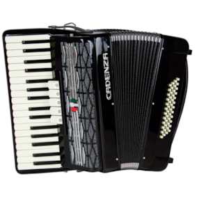 Acordeon Cadenza 48 Baixos CD48/34 BK Preta Com Bag e Correia