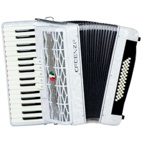 Acordeon Cadenza 48 Baixos CD48/34 WH Branco Com Bag e Correia