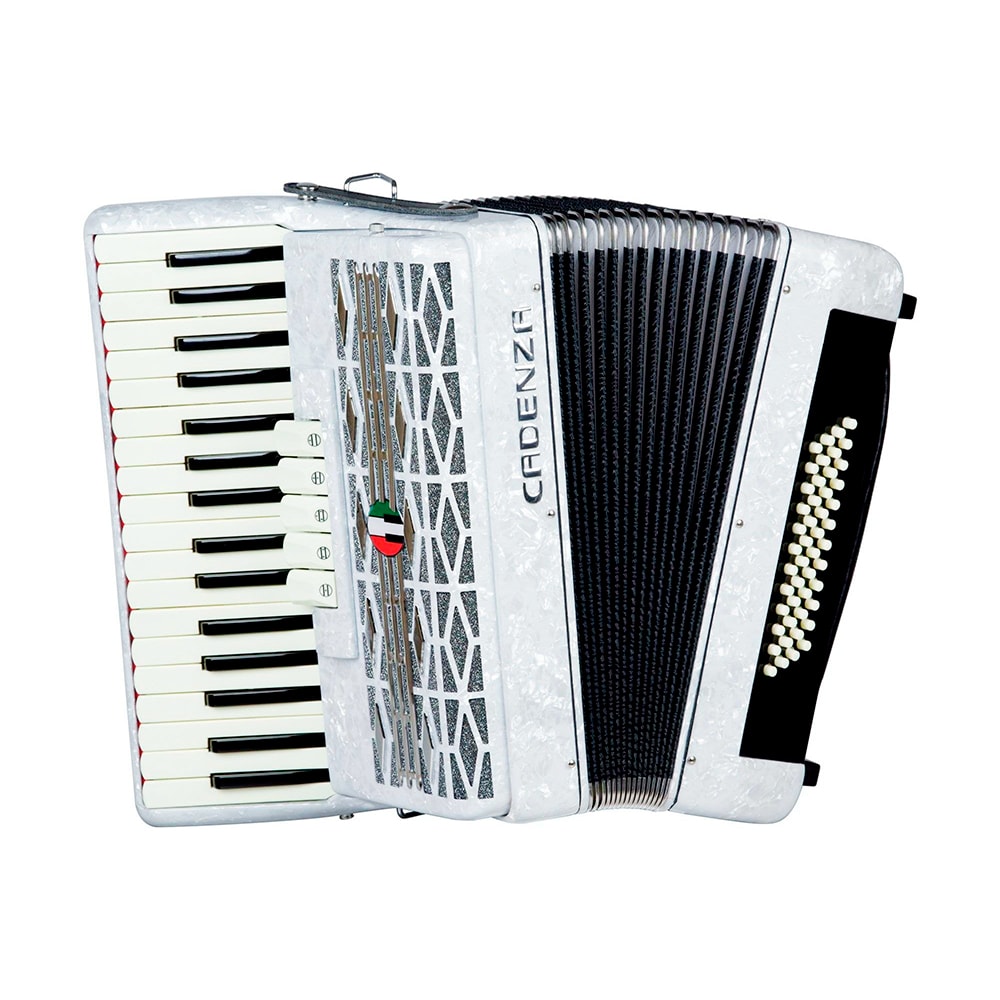 Acordeon Cadenza 48 Baixos CD48/34 WH Branco Com Bag e Correia