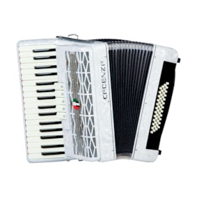 Acordeon Cadenza 48 Baixos CD48/34 WH Branco Com Bag e Correia