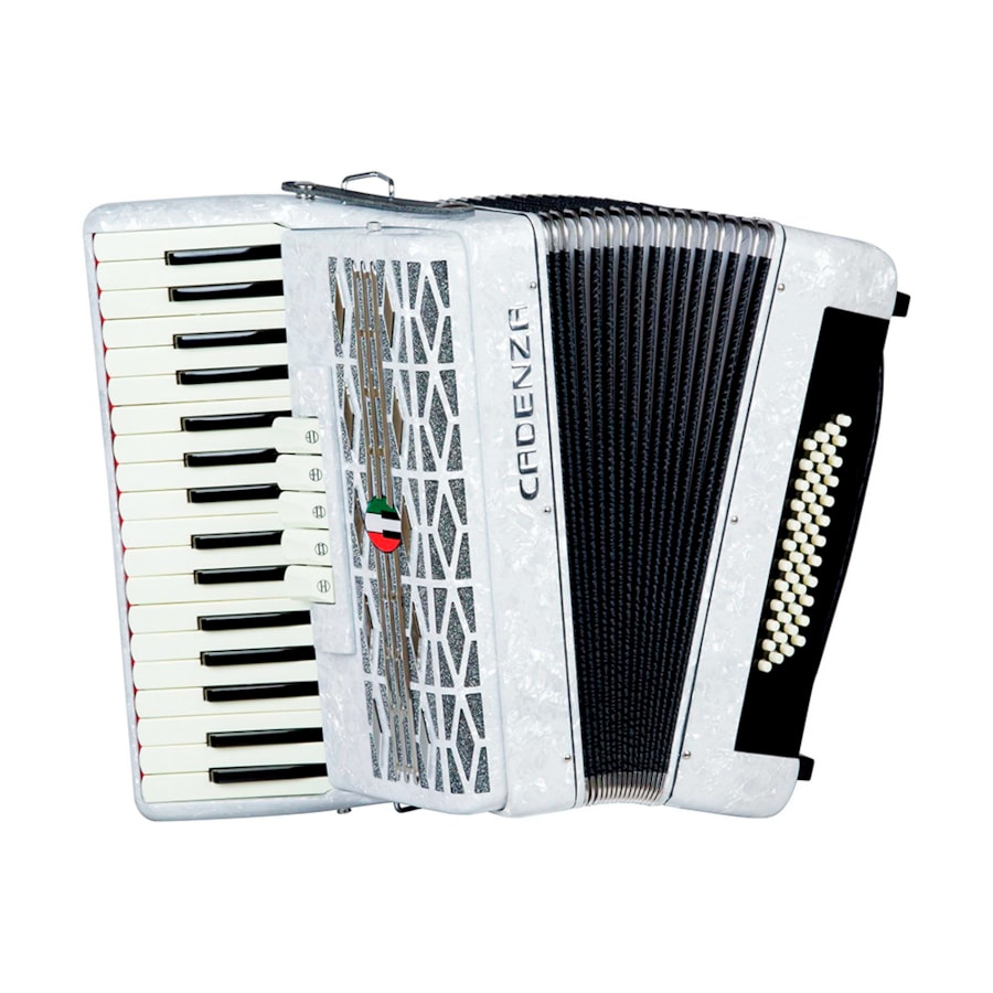 Acordeon Cadenza 48 Baixos CD48/34 WH Branco Com Bag e Correia