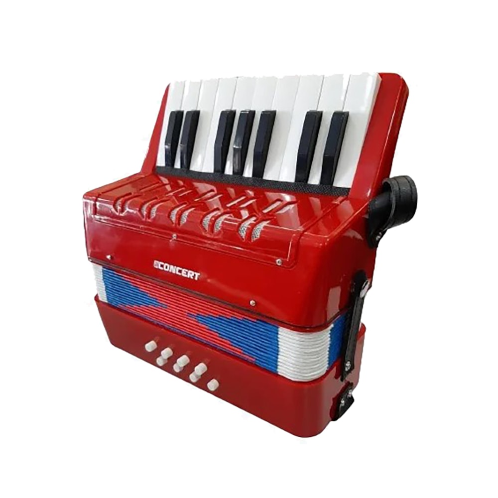 Acordeon Infantil Concert CA8 Vermelho 8 Baixos 17 Teclas