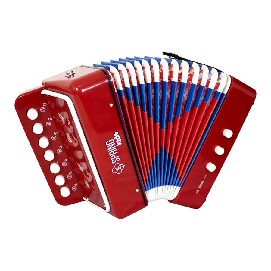 Acordeon Infantil de Botão Spring Kids SPK73 Vermelho