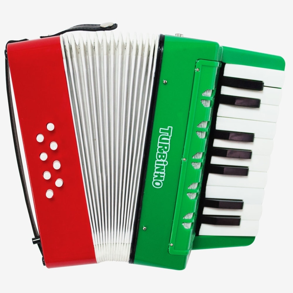 Acordeon Infantil Turbinho 104-RG Verde e Vermelho de 8 Baixos