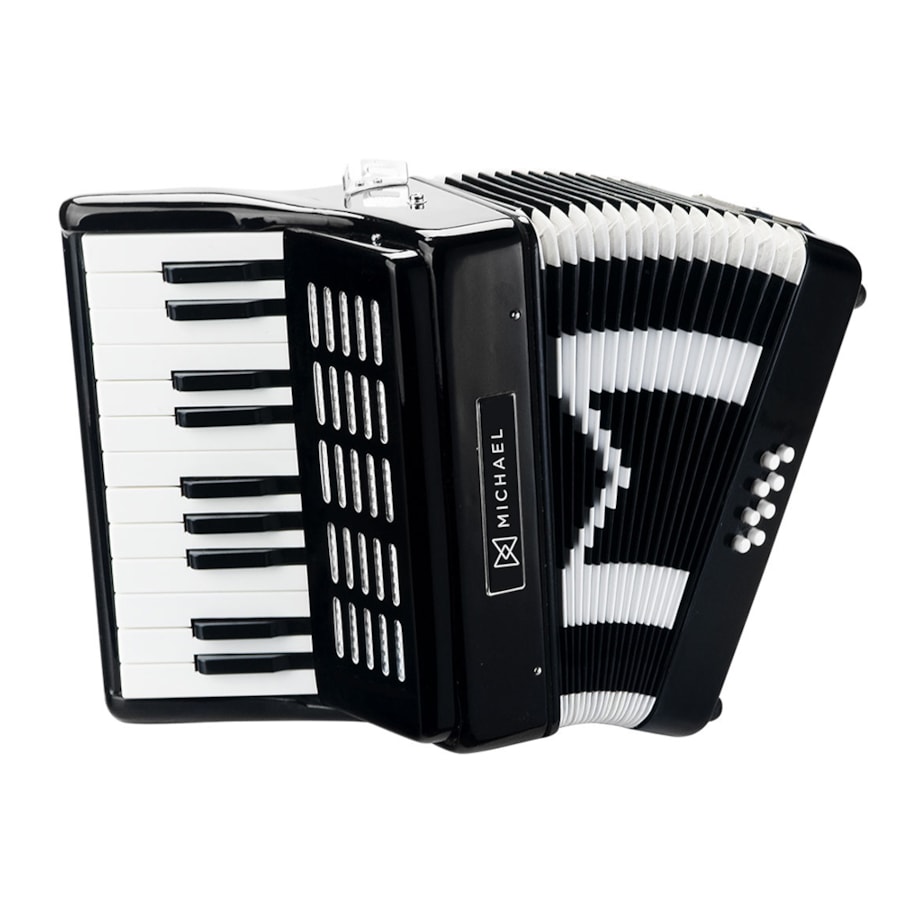 Acordeon Michael ACM0822 SPB de 8 Baixos Preto C/ Bag