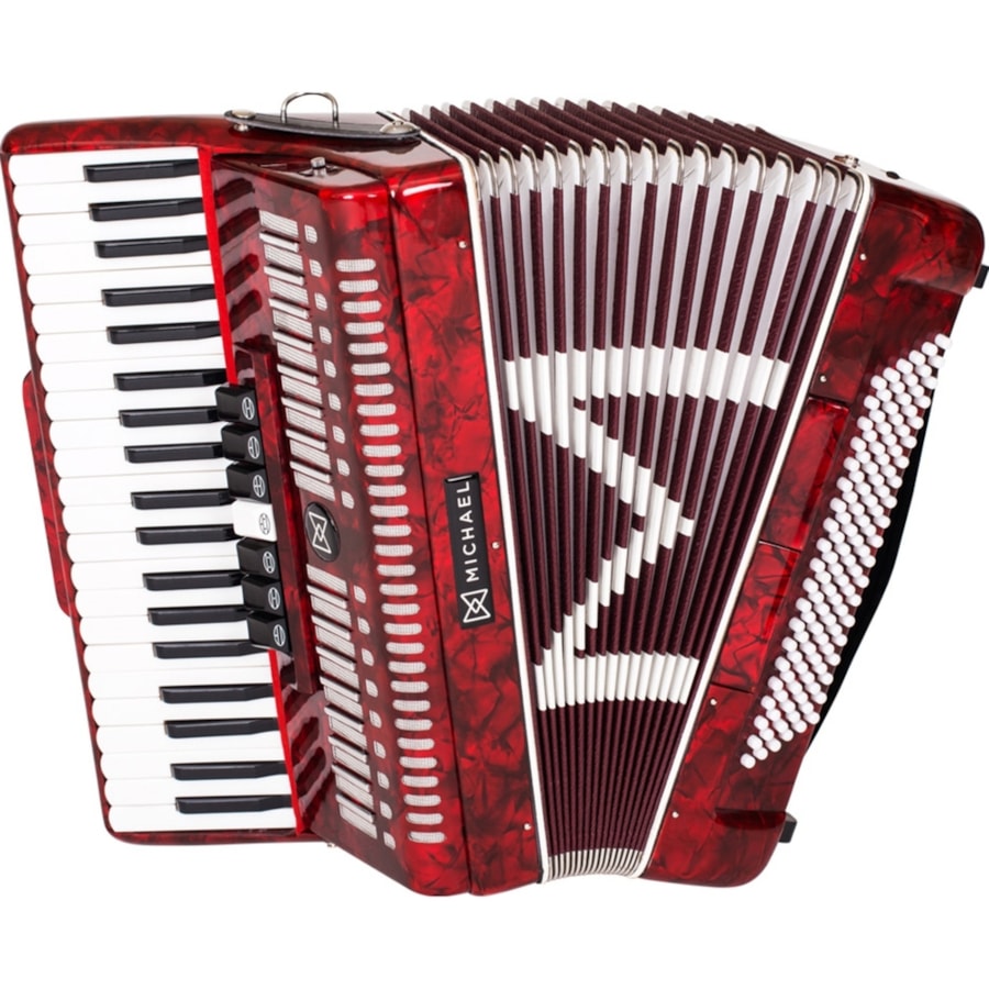 Acordeon Michael ACM12007N PRD de 120 Baixos Vermelho Perolado