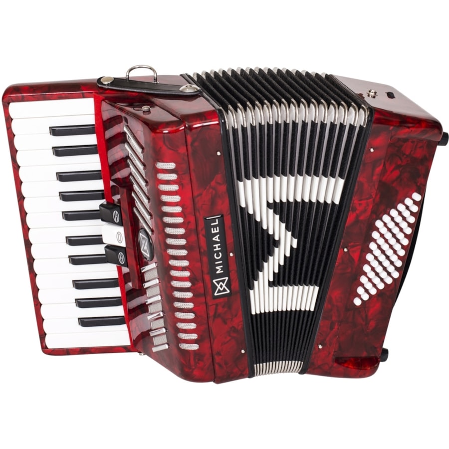 Acordeon Michael ACM4803N PRD de 48 Baixos Vermelho Perolado Acordeon Michael ACM4803N PRD de 48 Baixos Vermelho Perolado