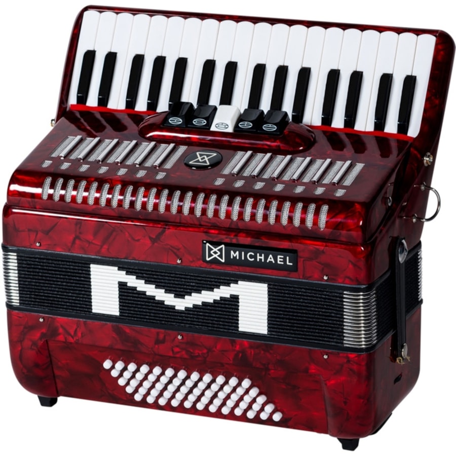 Acordeon Michael ACM6005N PRD de 60 Baixos Vermelho Perolado