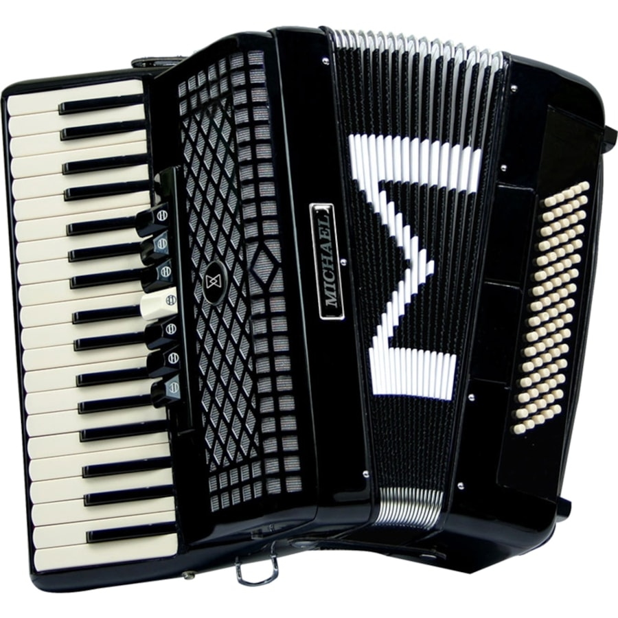 Acordeon Michael ACM8007 SPB de 80 Baixos Preto Sólido Acordeon Michael ACM8007 SPB de 80 Baixos Preto Sólido