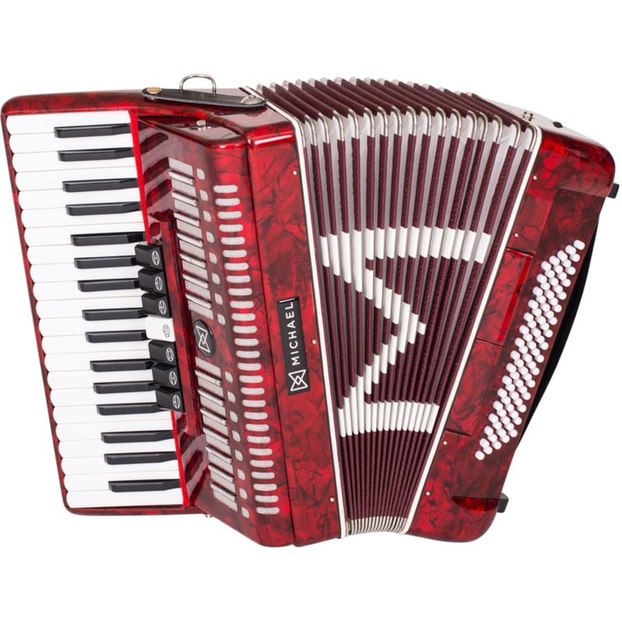 Acordeon Michael ACM8007N PRD de 80 Baixos Vermelho Perolado