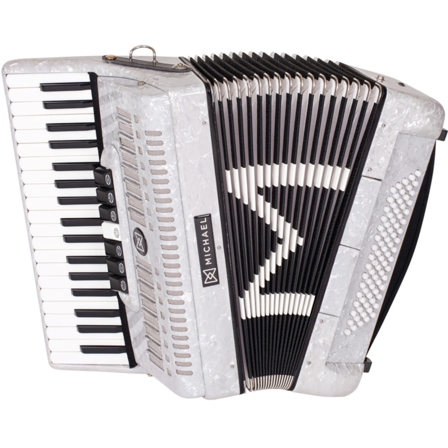 Acordeon Michael ACM8007N PWH de 80 Baixos Branco Perolado