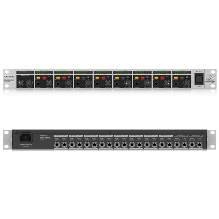 Amplificador de Fones de Ouvido Behringer Powerplay Pro-8 HA8000 Powerplay Series p/ 8 Fones Amplificador de Fones de Ouvido Behringer Powerplay Pro-8 HA8000 Powerplay Series p/ 8 Fones