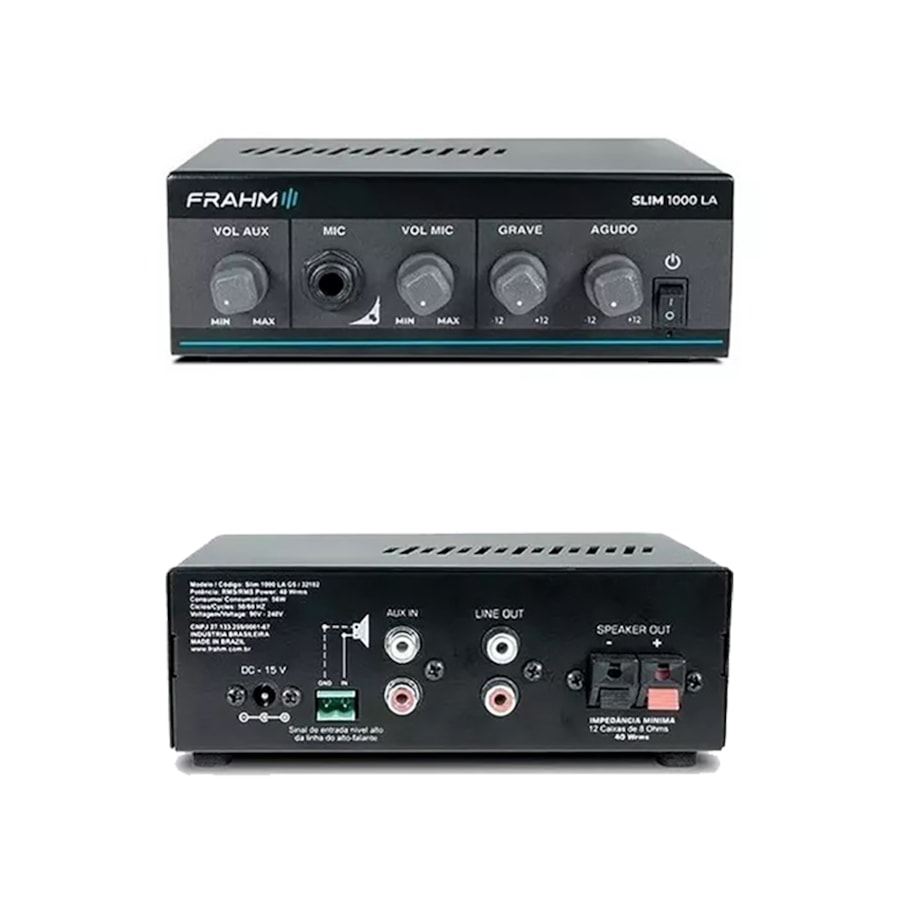 Amplificador de Potência Frahm Slim 1000LA G5 40WRMS para até 12 caixas