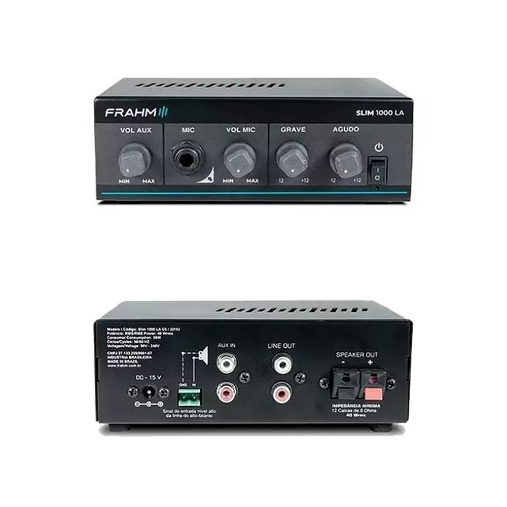 Amplificador de Potência Frahm Slim 1000LA G5 40WRMS para até 12 caixas