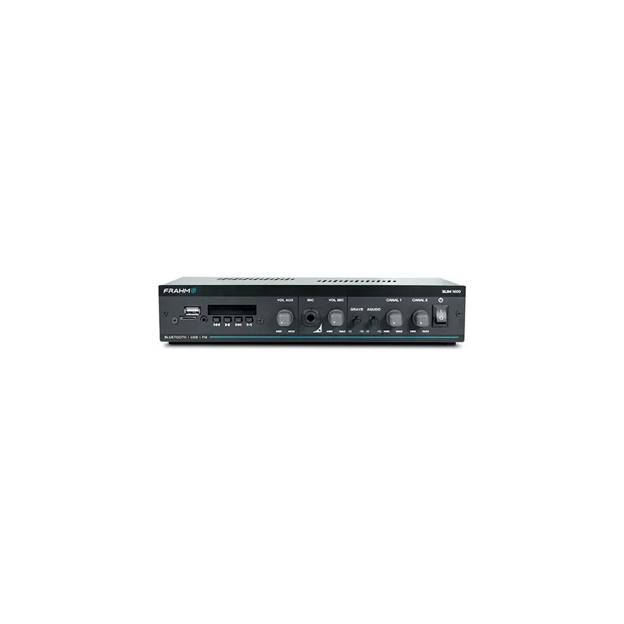 Amplificador de Potência Frahm Slim 1600APP G5 com USB e Bluetooth 60WRMS para até 12 caixas