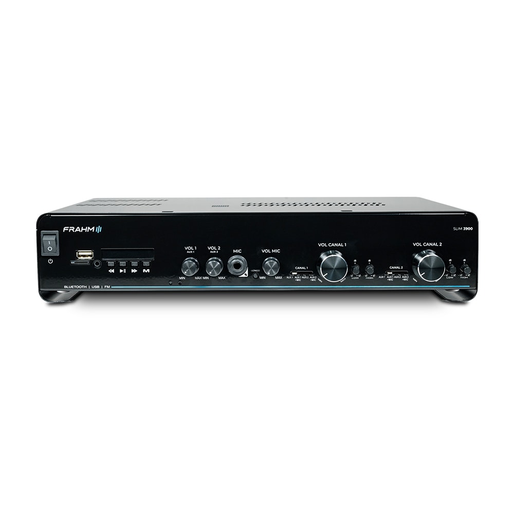 Amplificador de Potência Frahm Slim 3900G5 de 300 Watts com USB e Bluetooth