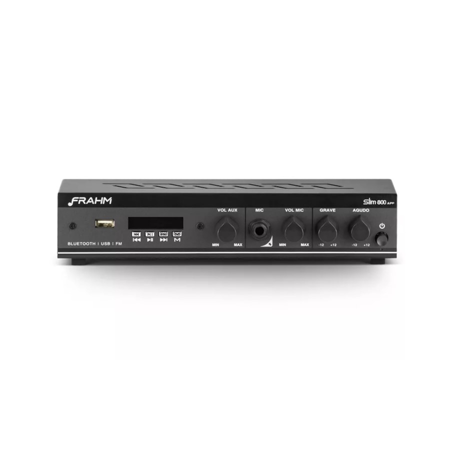 Amplificador de Potência Frahm Slim 800APP 30WRMS para até 4 caixas Amplificador de Potência Frahm Slim 800APP 30WRMS para até 4 caixas