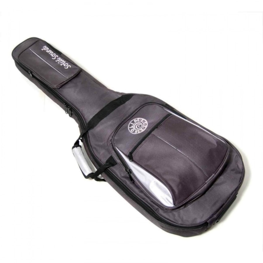 Bag Solid Sound Sanbai para Violão Folk de Luxo Cinza Código: 502 Bag Solid Sound Sanbai para Violão Folk de Luxo Cinza Código: 502