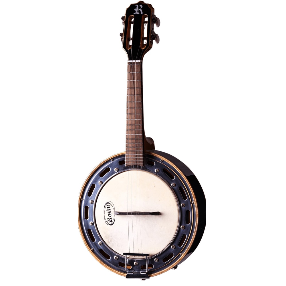 Banjo Rozini RJ11.EL.PT Linha Studio de Aço Elétrico Preto Brilhoso C/ Pele Animal de 8 Polegadas