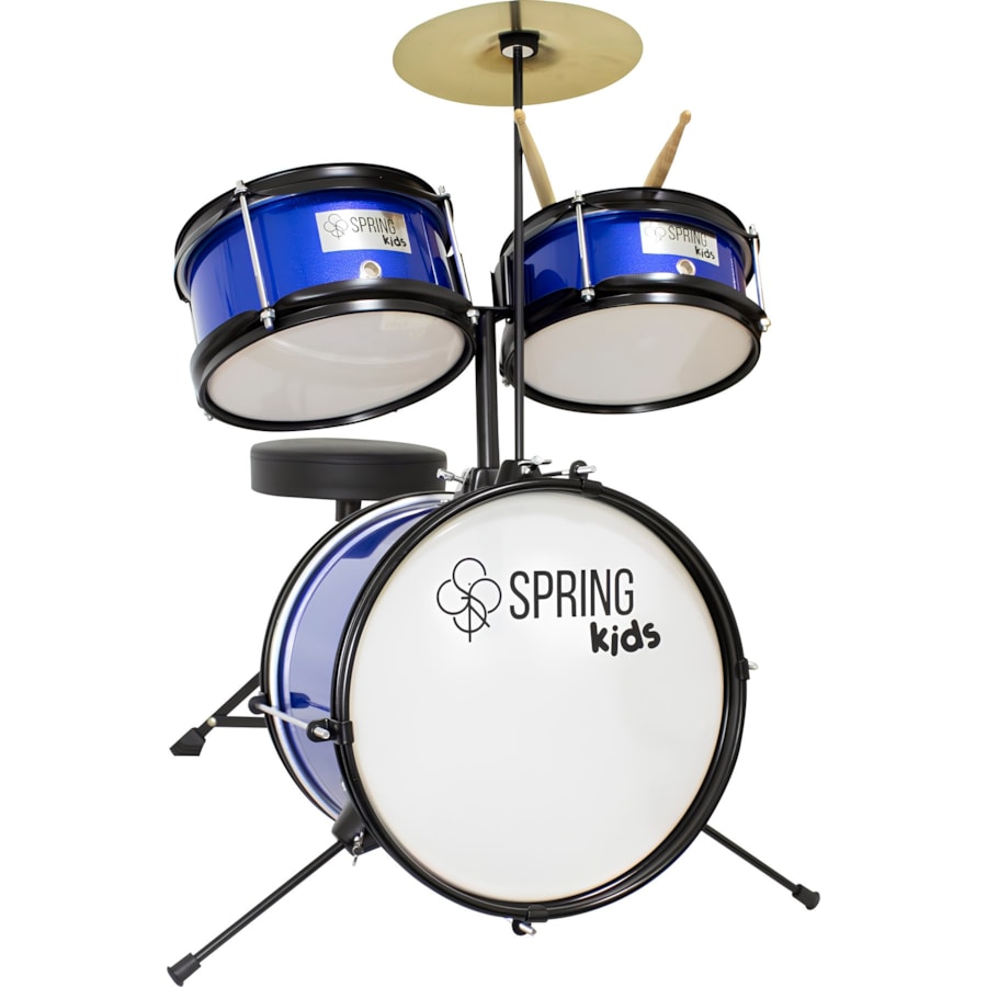 Bateria Acústica Infantil Spring Kids SPK15 Azul  Bateria Acústica Infantil Spring Kids SPK15 Azul