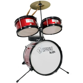 Bateria Acústica Infantil Spring Kids SPK15 Vermelha