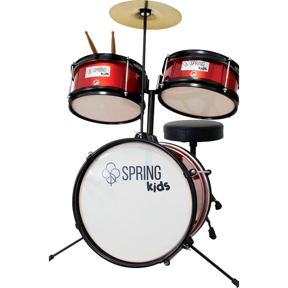 Bateria Acústica Infantil Spring Kids SPK15 Vermelha