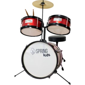 Bateria Acústica Infantil Spring Kids SPK15 Vermelha
