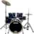 Bateria Acústica X-Pro BAT420 Fusion Stage Blue Sparkle Bumbo de 20 C/ Banco e Pratos