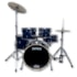 Bateria Acústica X-Pro BAT420 Fusion Stage Blue Sparkle Bumbo de 20 C/ Banco e Pratos