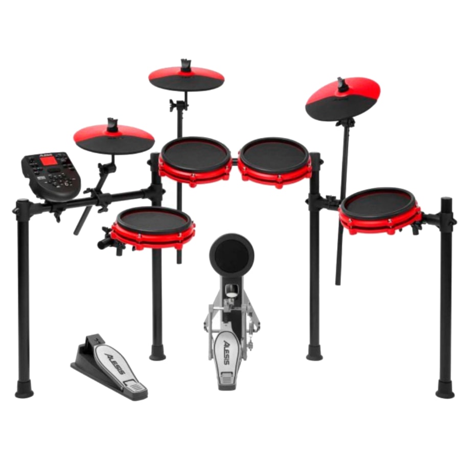 Bateria Eletrônica Alesis Nitro Mesh Kit de 8 Peças com Tons Mesh Special Edition Vermelha