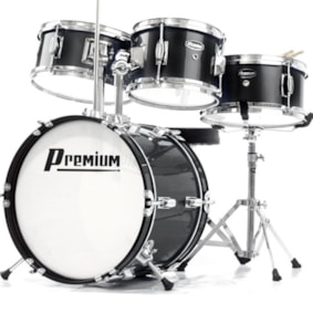 Bateria Infantil Premium DX35J Preta com 4 Tambores