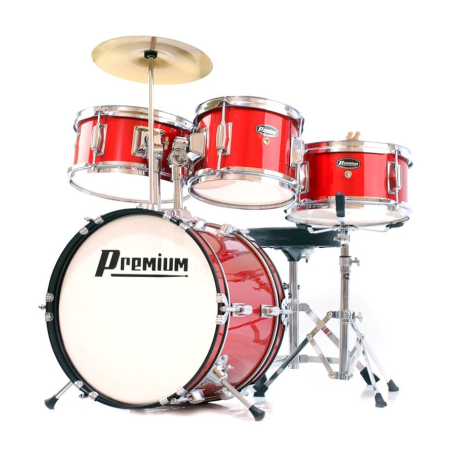 Bateria Infantil Premium DX35J Vermelha com 4 Tambores Bateria Infantil Premium DX35J Vermelha com 4 Tambores
