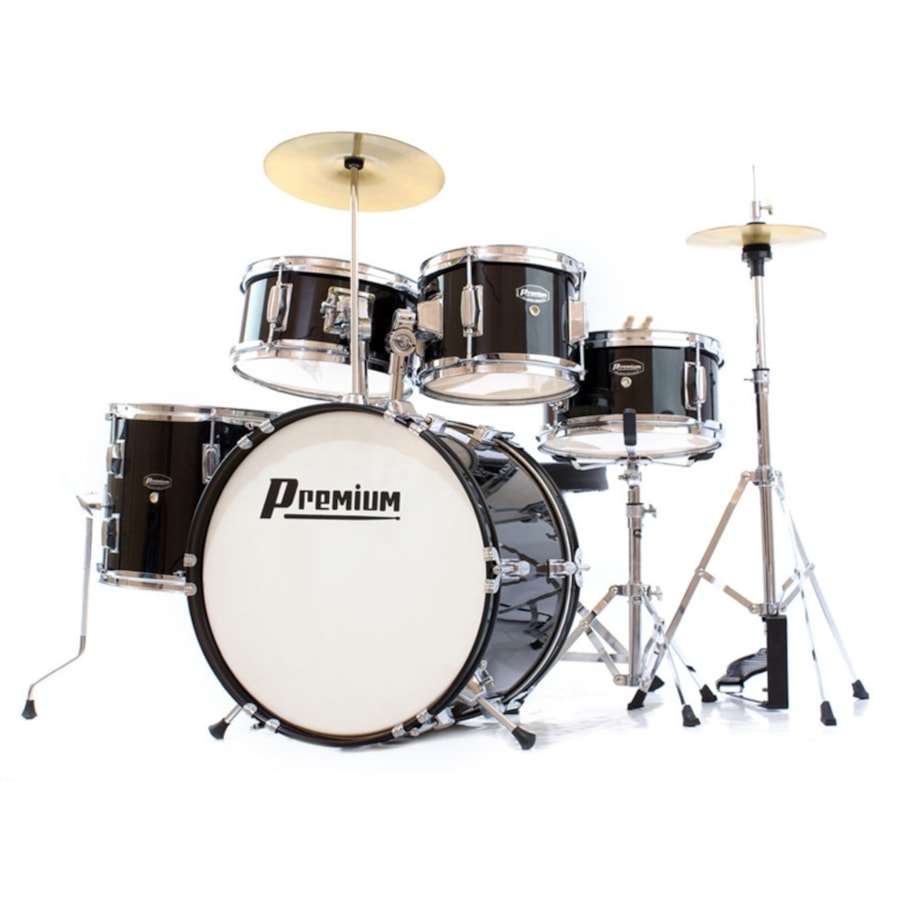 Bateria Infantil Premium DX45J Preta com 5 Tambores