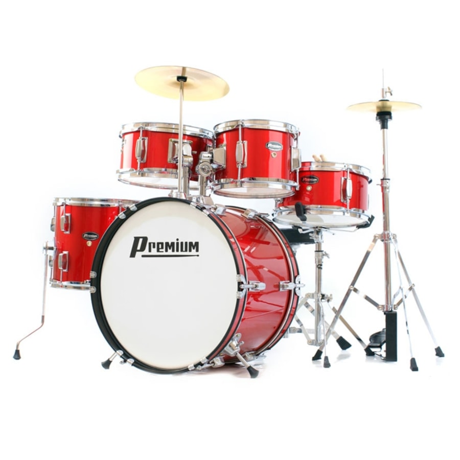 Bateria Infantil Premium DX45J Vermelha com 5 Tambores