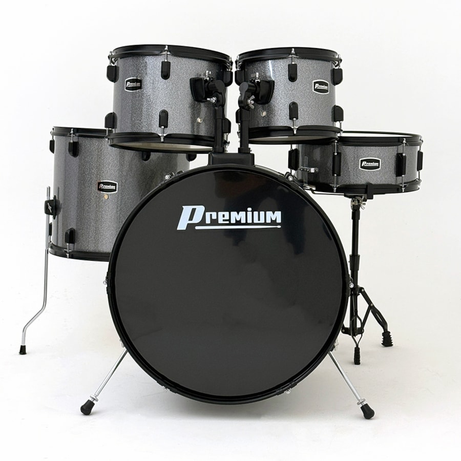 Bateria Premium DX420 MBK Chumbo 20/14/10/12 C/ Ferragens, Prato, Banco e Pedal
