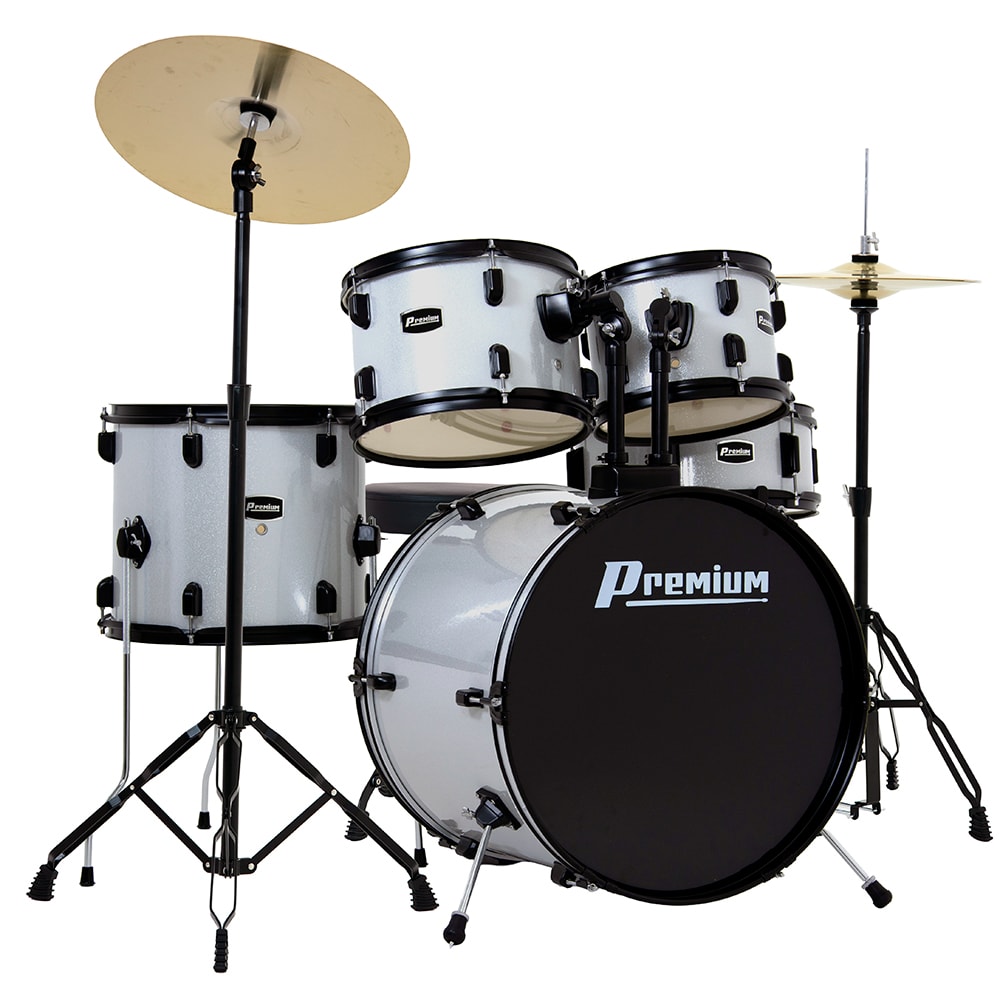 Bateria Premium DX420 SL Prata 20/14/10/12 C/ Ferragens, Prato, Banco e Pedal