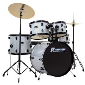 Bateria Premium DX420 SL Prata 20/14/10/12 C/ Ferragens, Prato, Banco e Pedal Bateria Premium DX420 SL Prata 20/14/10/12 C/ Ferragens, Prato, Banco e Pedal