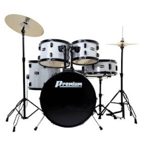 Bateria Premium DX422 SL Prata 22/16/14/10/12 C/ Ferragens, Prato, Banco e Pedal