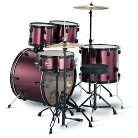 Bateria Premium DX422 WR Vinho  22/16/14/10/12 C/ Ferragens, Prato, Banco e Pedal