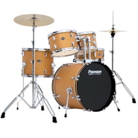Bateria Premium Max PM20 NWS Natural Wood 20/14/12/10 C/ Ferragens, Pratos, Banco e Pedal