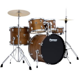 Bateria Premium Max PM22 DWS Dark Wood 22/16/14/12/10 C/ Ferragens, Pratos, Banco e Pedal