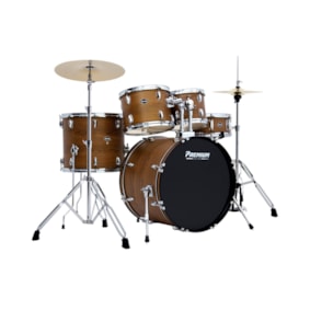 Bateria Premium Max PM22 DWS Dark Wood 22/16/14/12/10 C/ Ferragens, Pratos, Banco e Pedal