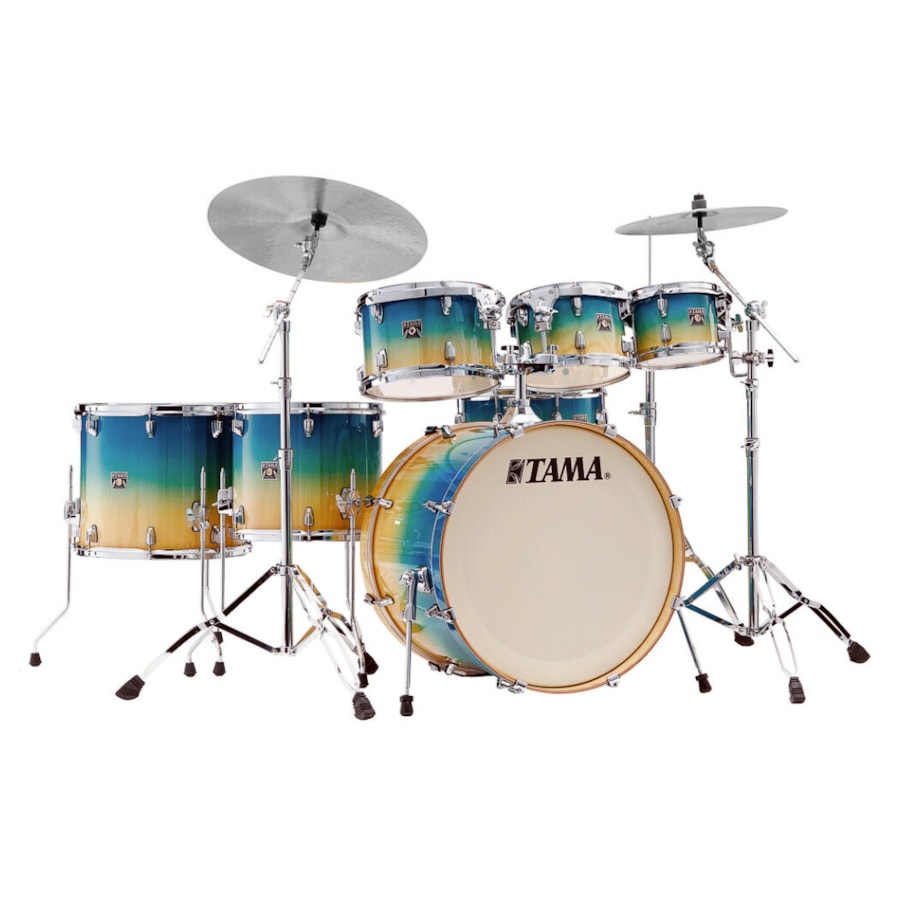 Bateria Tama Superstar Classic CL72RS-PCLP Caribbean Lacebark Pine Fade 7 Peças Sem Ferragens Bumbo 22 Bateria Tama Superstar Classic CL72RS-PCLP Caribbean Lacebark Pine Fade 7 Peças Sem Ferragens Bumbo 22