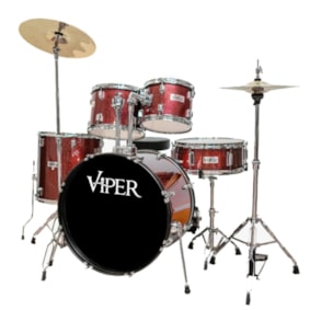 Bateria X-Pro 1020 Viper Series Completa Vinho Sparkle C/ Banco e Pratos Bateria X-Pro 1020 Viper Series Completa Vinho Sparkle C/ Banco e Pratos