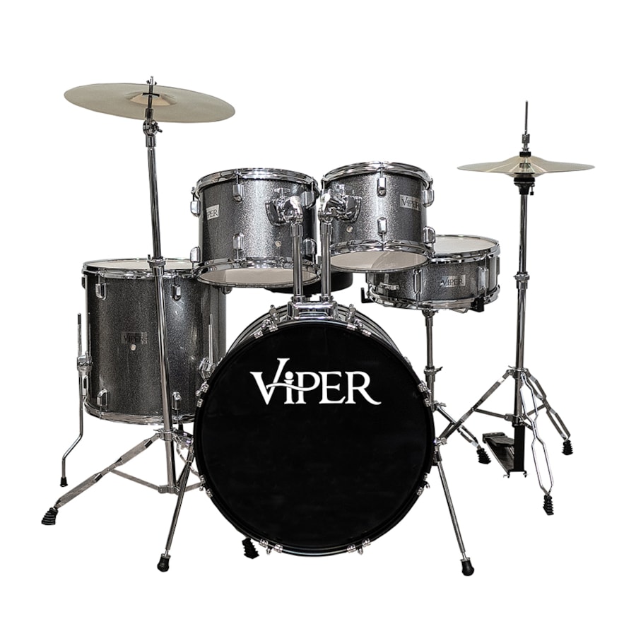 Bateria X-Pro 1122 Viper Series Completa Dark Grey Sparkle c/ Banco e Pratos Bateria X-Pro 1122 Viper Series Completa Dark Grey Sparkle c/ Banco e Pratos