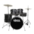 Bateria X-Pro 1222 Viper Series Completa Preta Sparkle c/ Banco e Pratos