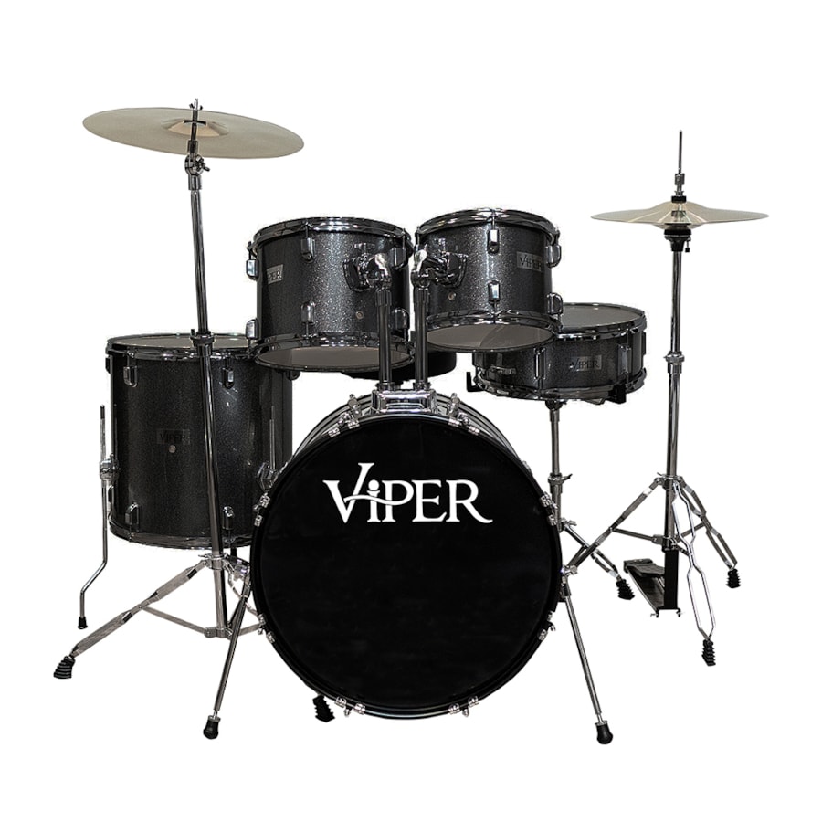 Bateria X-Pro 1222 Viper Series Completa Preta Sparkle c/ Banco e Pratos Bateria X-Pro 1222 Viper Series Completa Preta Sparkle c/ Banco e Pratos