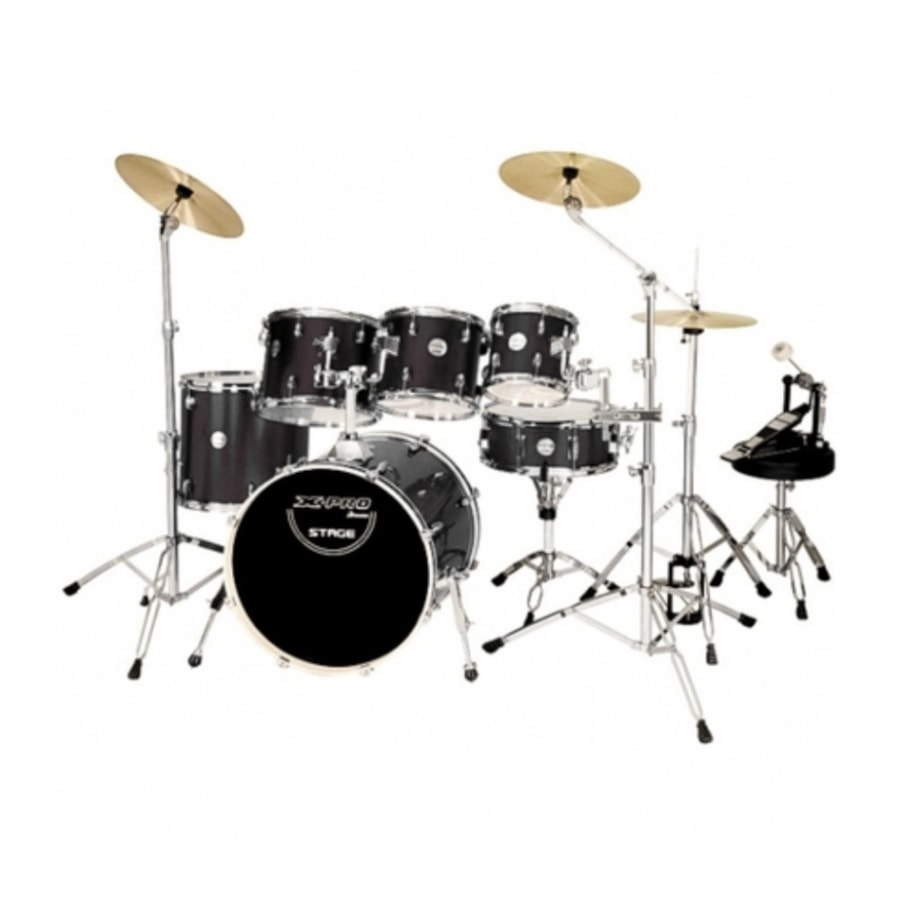 Bateria X-Pro BAT220 STG3T Stage Series de 3 Tons Completa Preta c/ Banco e Pratos