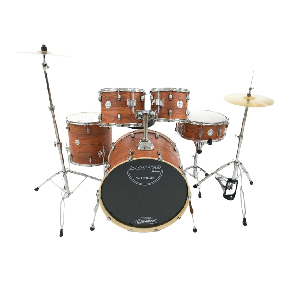 Bateria X-Pro BAT818 Stage Series Completa Dark Wood c/ Banco e Pratos