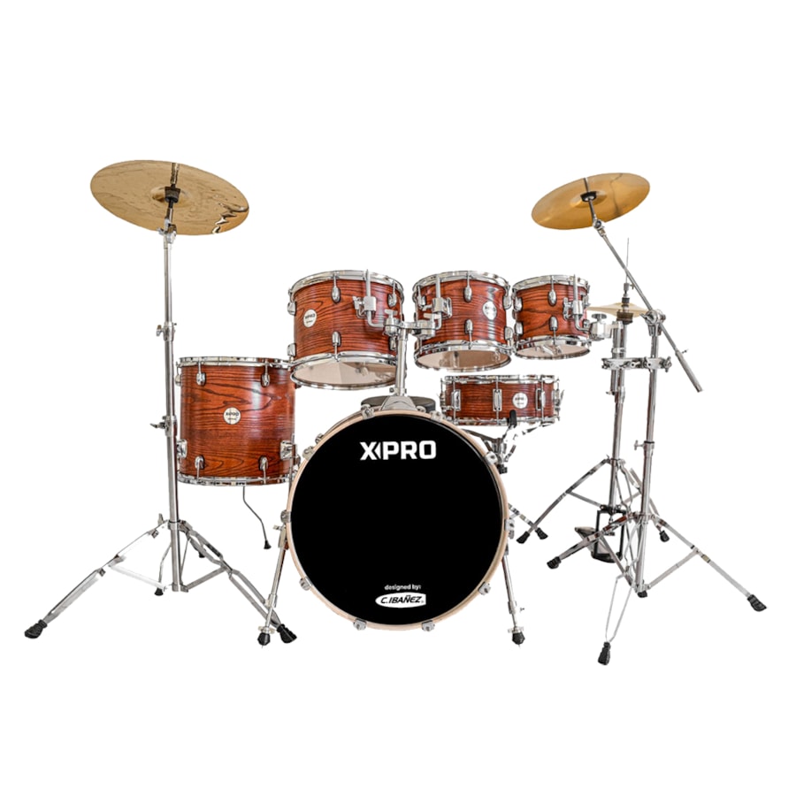 Bateria X-Pro BAT820 STG3T Stage Series Fusion Dark Wood Completa C/ Banco e Pratos